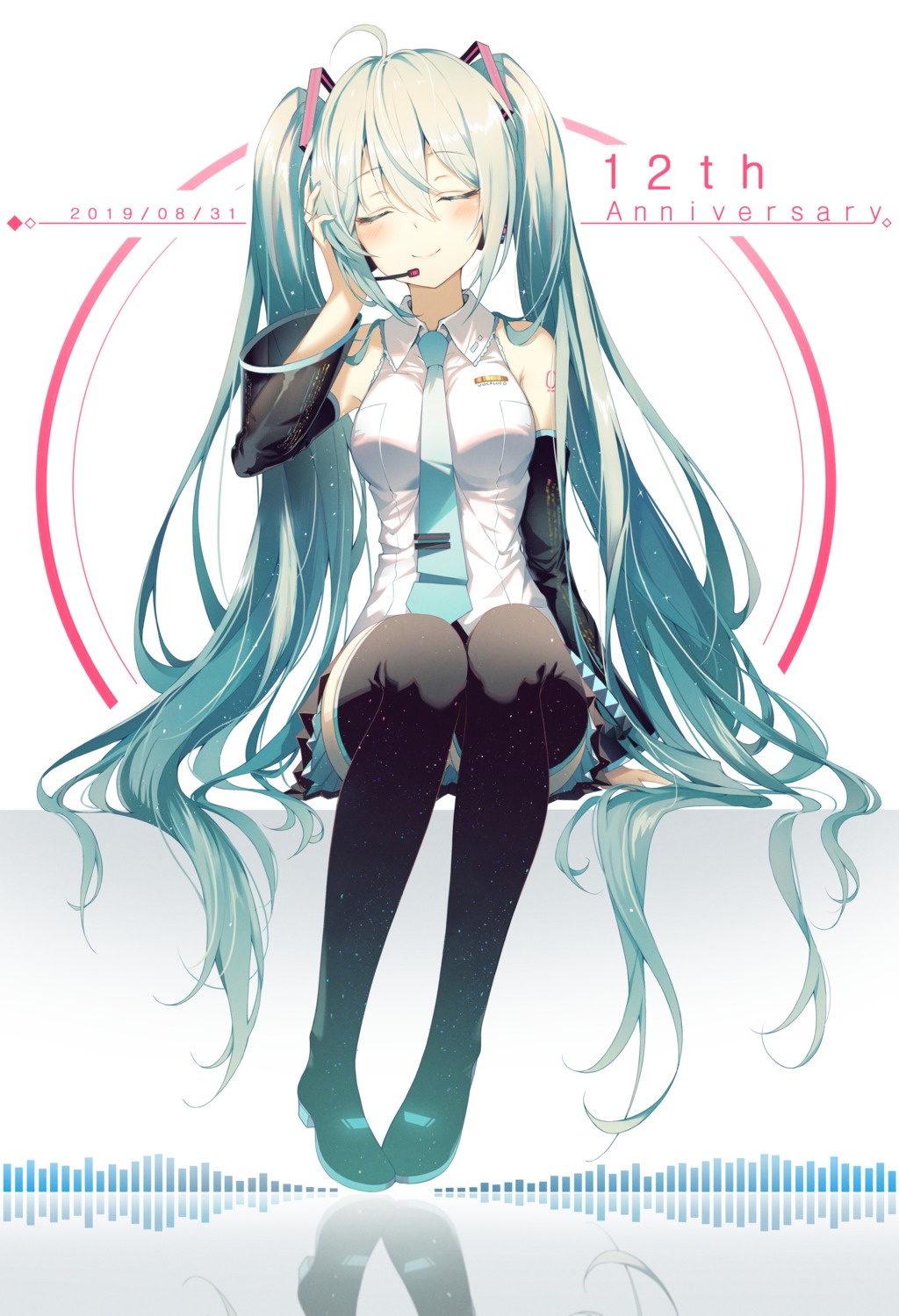 dangmyo hatsune_miku headphones heels tattoo thighhighs vocaloid