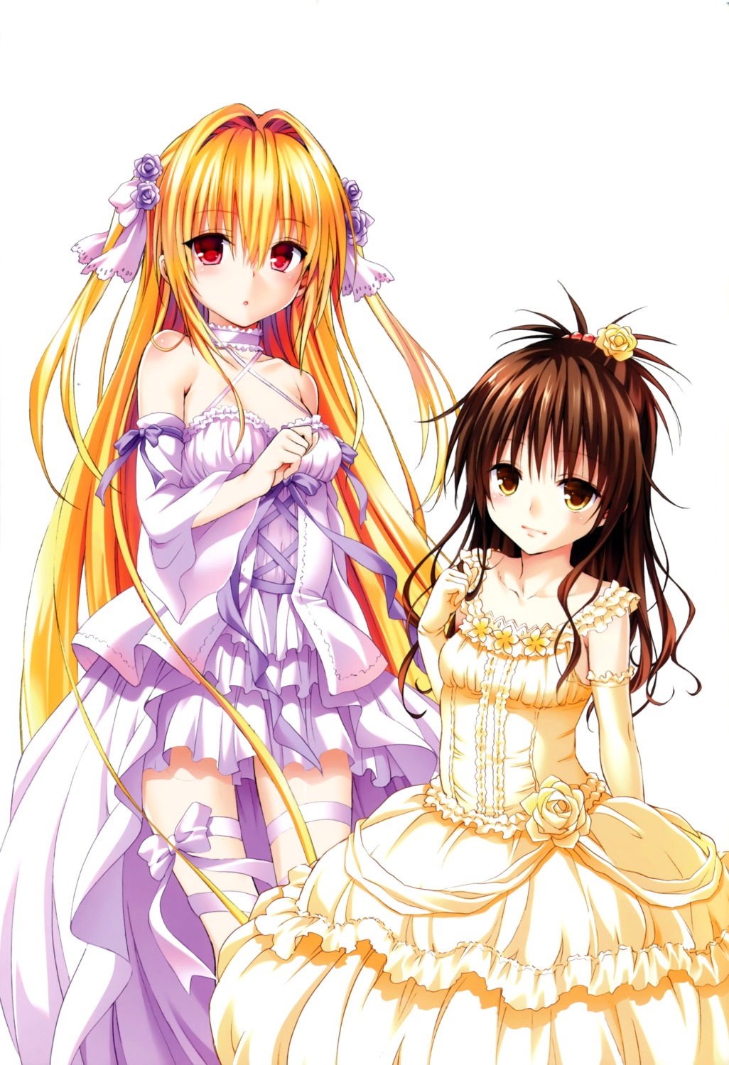 color_issue dress golden_darkness thighhighs to_love_ru to_love_ru_darkness wedding_dress yabuki_kentarou yuuki_mikan