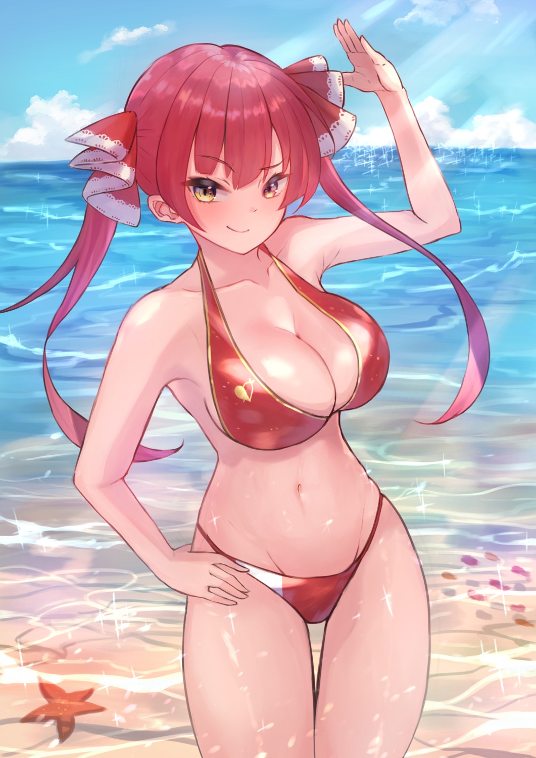 bikini breasts cleavage heterochromia hololive houshou_marine swimsuits tagme