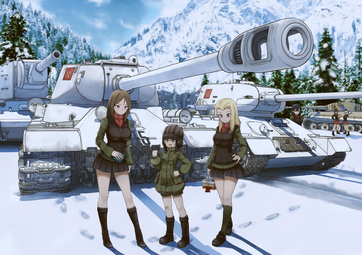 bandaid behalter clara_(girls_und_panzer) girls_und_panzer itsumi_erika katyusha nishizumi_maho nonna uniform