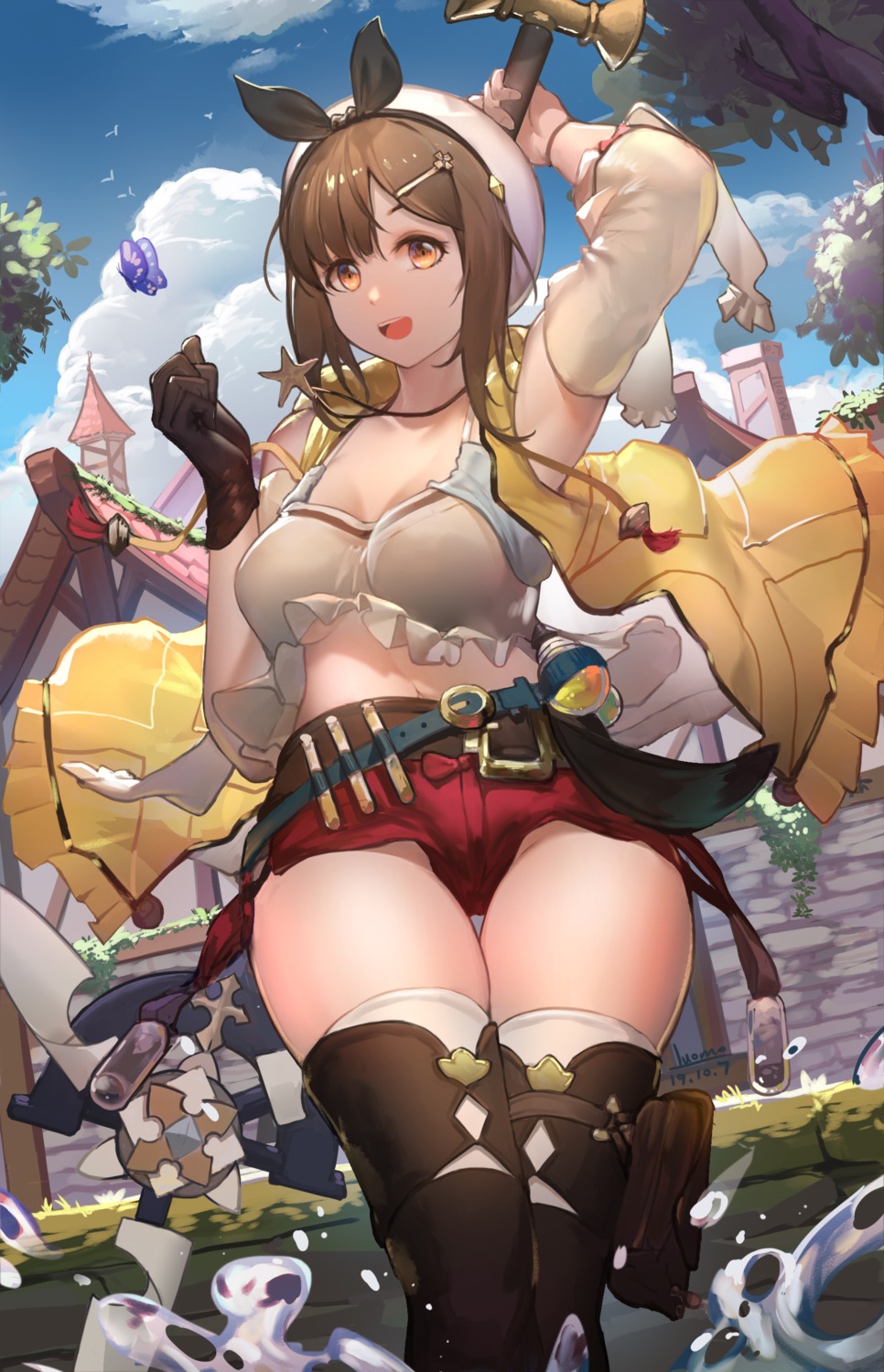 atelier atelier_ryza cleavage luomo reisalin_stout thighhighs weapon