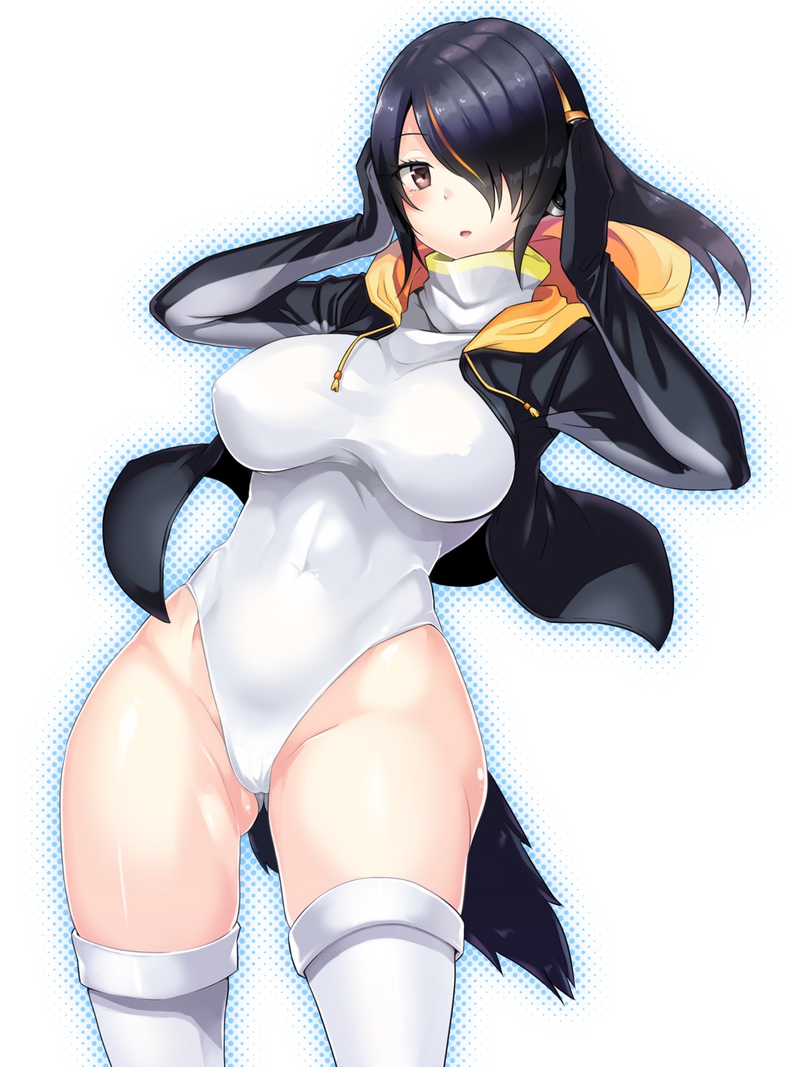 cameltoe emperor_penguin headphones kemono_friends leotard tail thighhighs tsukasa_(evening-g-low)