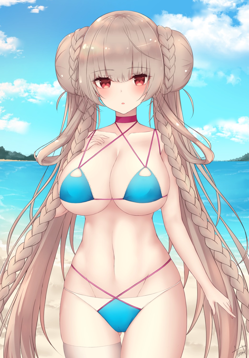 azur_lane bikini cameltoe formidable_(azur_lane) linez swimsuits thighhighs