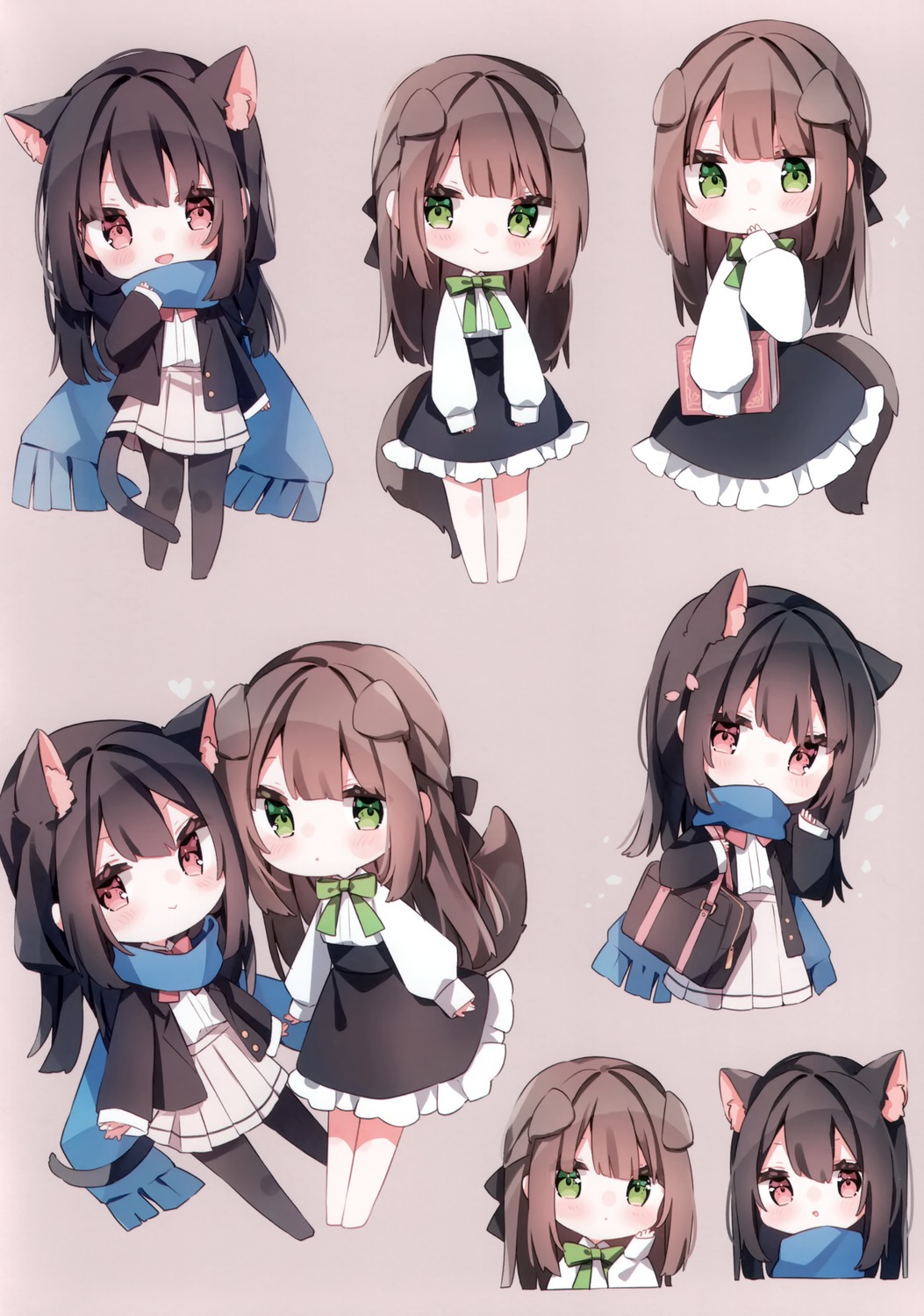 animal_ears chibi inumimi nekomimi pantyhose pirori_kingdom pirorikin seifuku tail