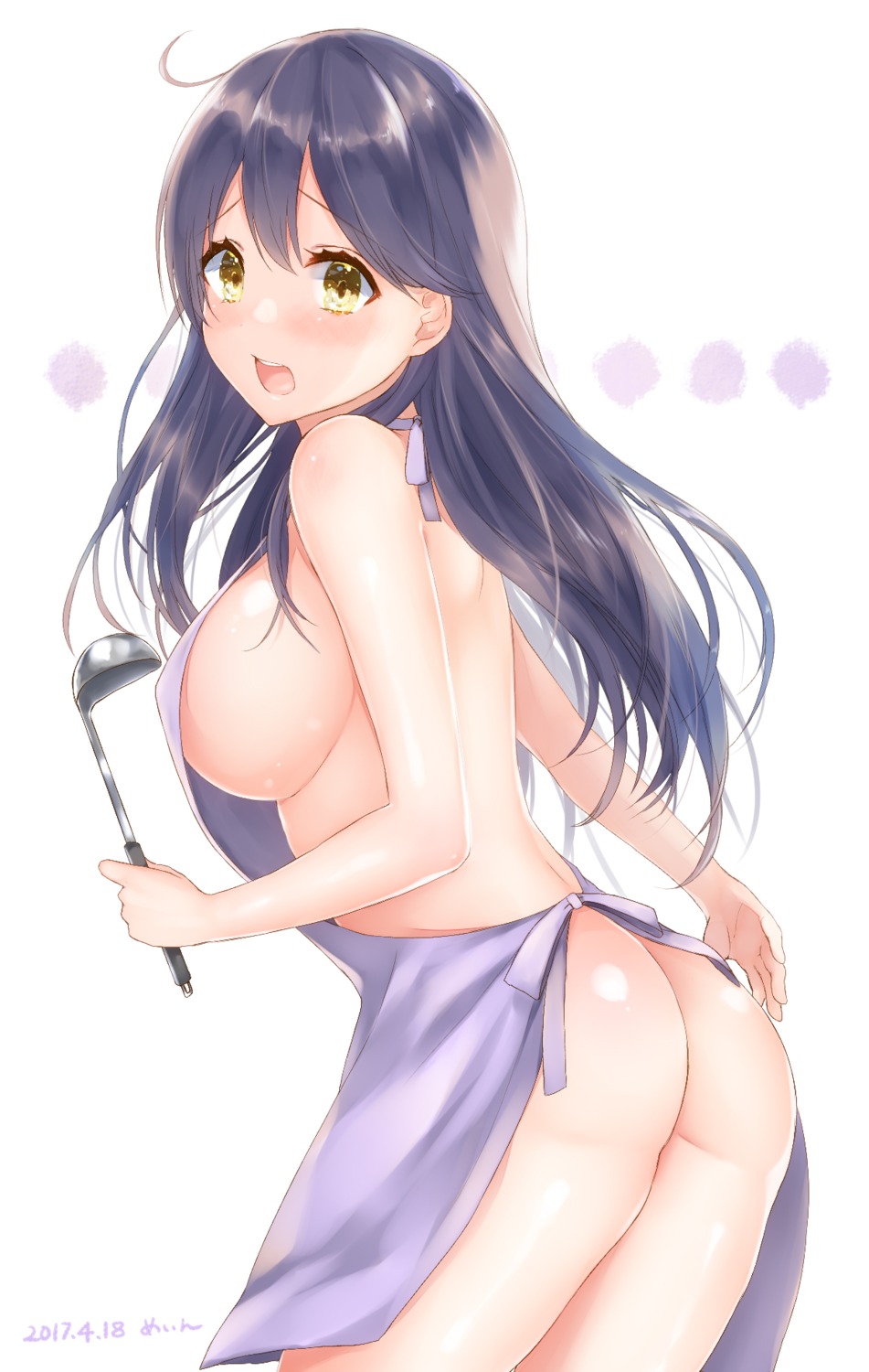 ass erect_nipples kantai_collection naked_apron sakiryo_kanna ushio_(kancolle)