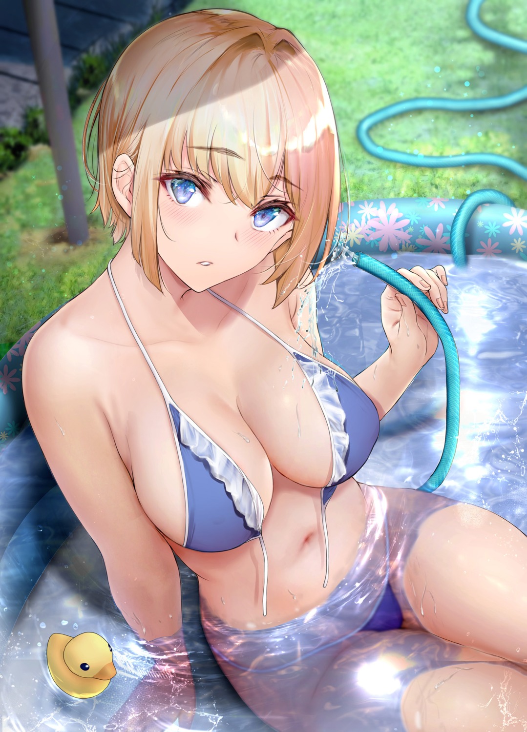 bathing bikini cleavage gentsuki swimsuits wet