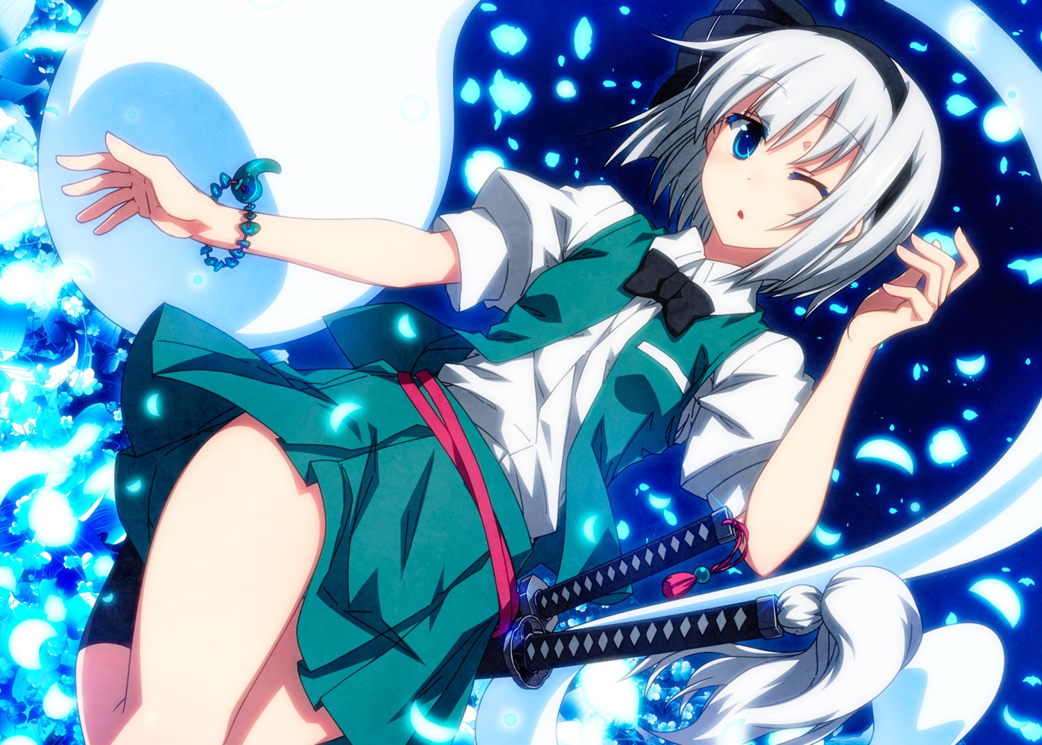 konpaku_youmu sazanami_mio sword touhou