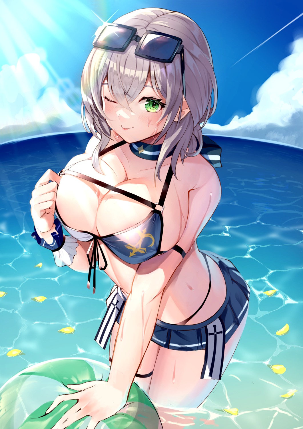 bikini hololive megane mugicho_(kdks5554) shirogane_noel swimsuits