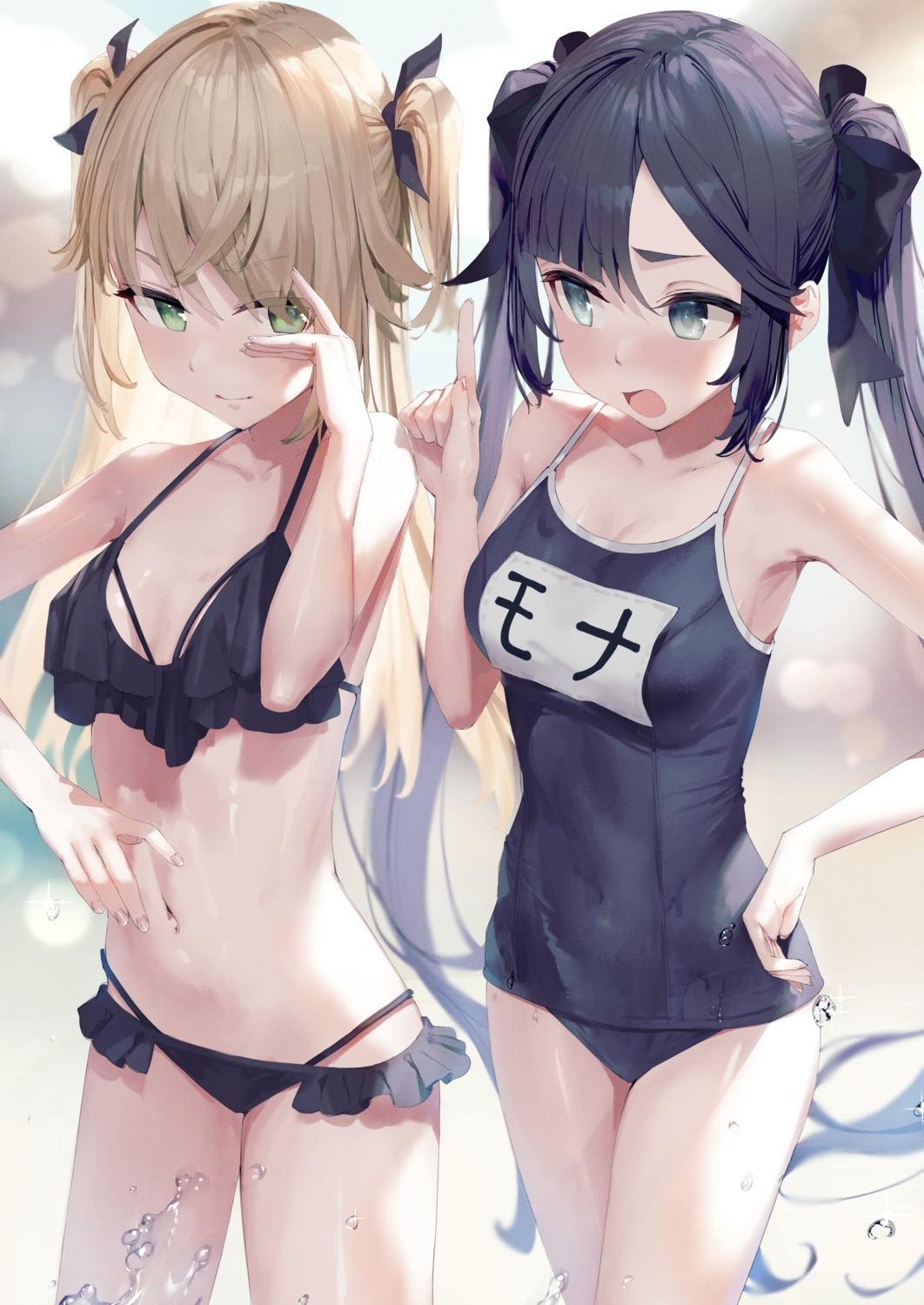 bikini fischl genshin_impact mona_megistus school_swimsuit swimsuits xkirara39x