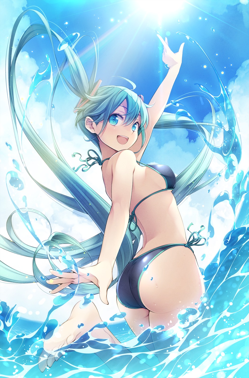 ass bikini hatsune_miku matsuuni swimsuits vocaloid wet