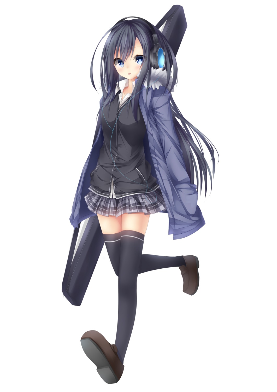 chabaneko headphones seifuku thighhighs