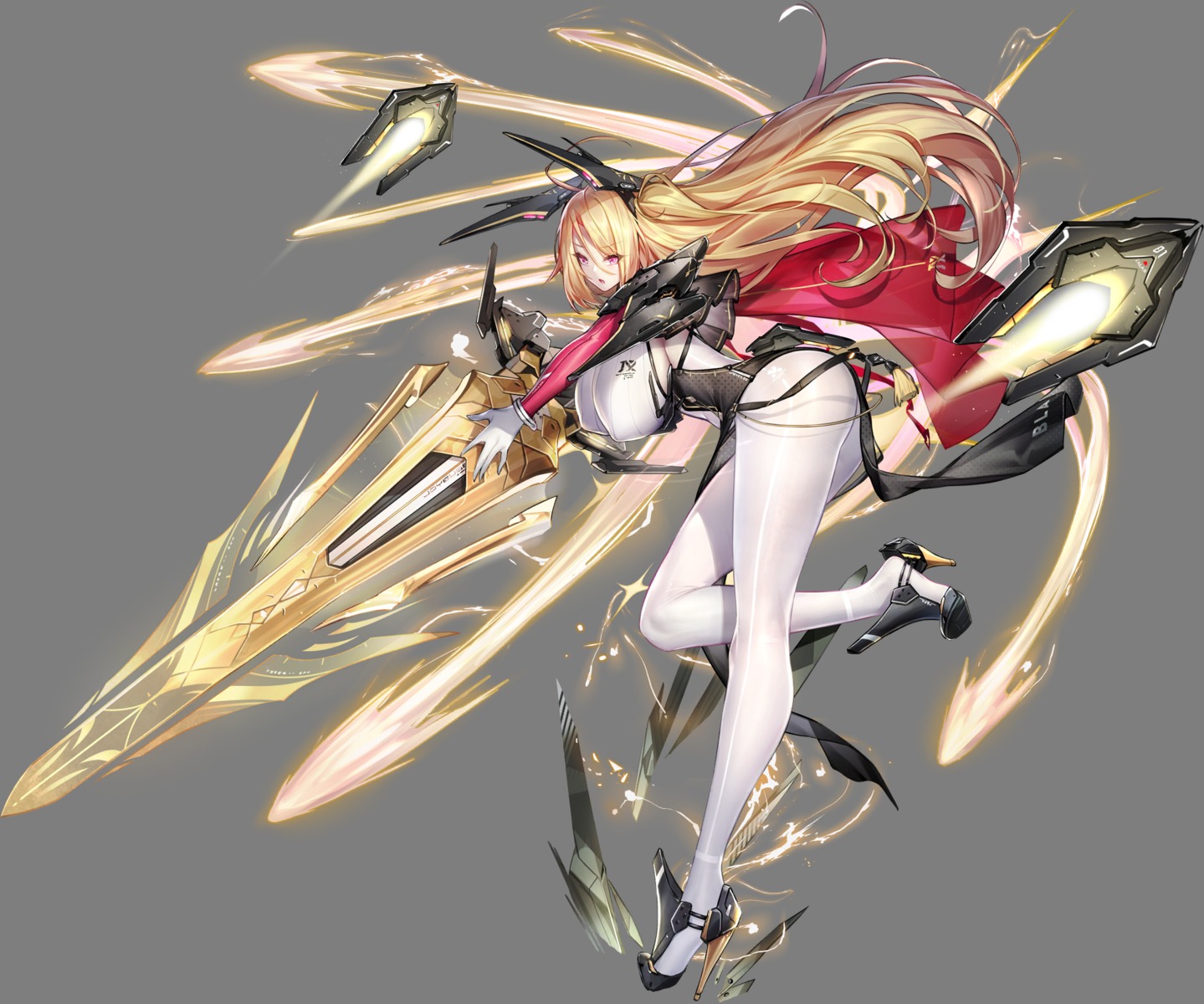 cross_core dk_senie heels joyeuse_(cross_core) no_bra nopan pantyhose sword transparent_png