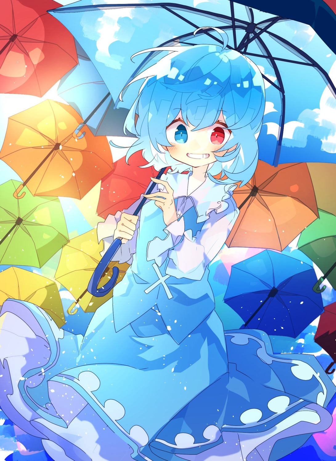 heterochromia nikorashi-ka tatara_kogasa touhou umbrella