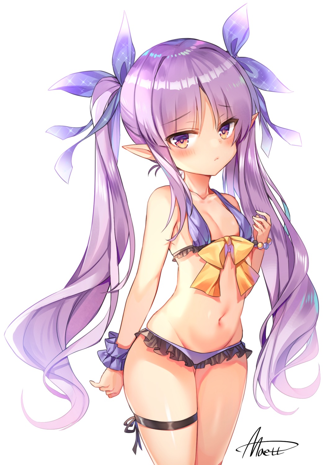 bikini garter hikawa_kyouka maett pointy_ears princess_connect! princess_connect!_re:dive swimsuits