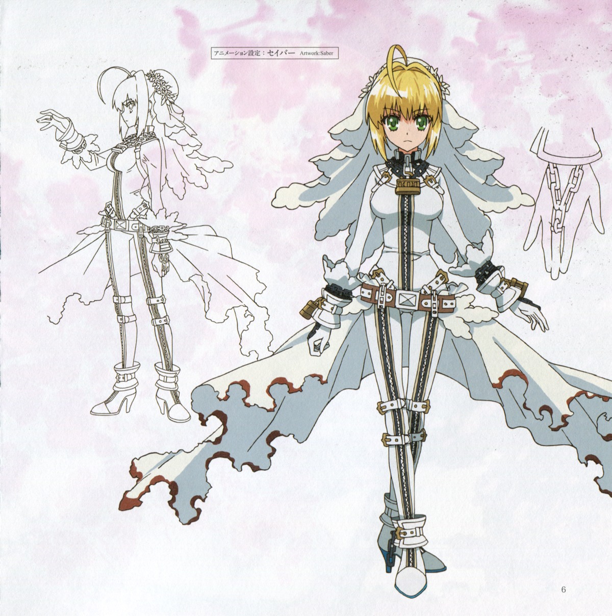 bleed_through character_design fate/extra fate/extra_ccc fate/stay_night paper_texture saber_bride saber_extra type-moon