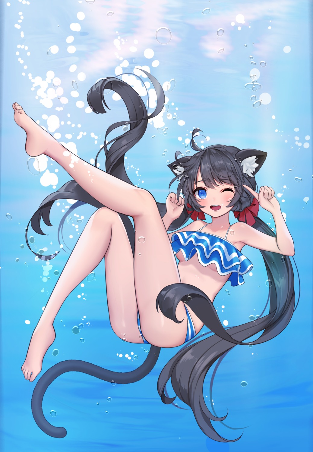 animal_ears bikini feet nekomimi swimsuits tail thong underboob whois