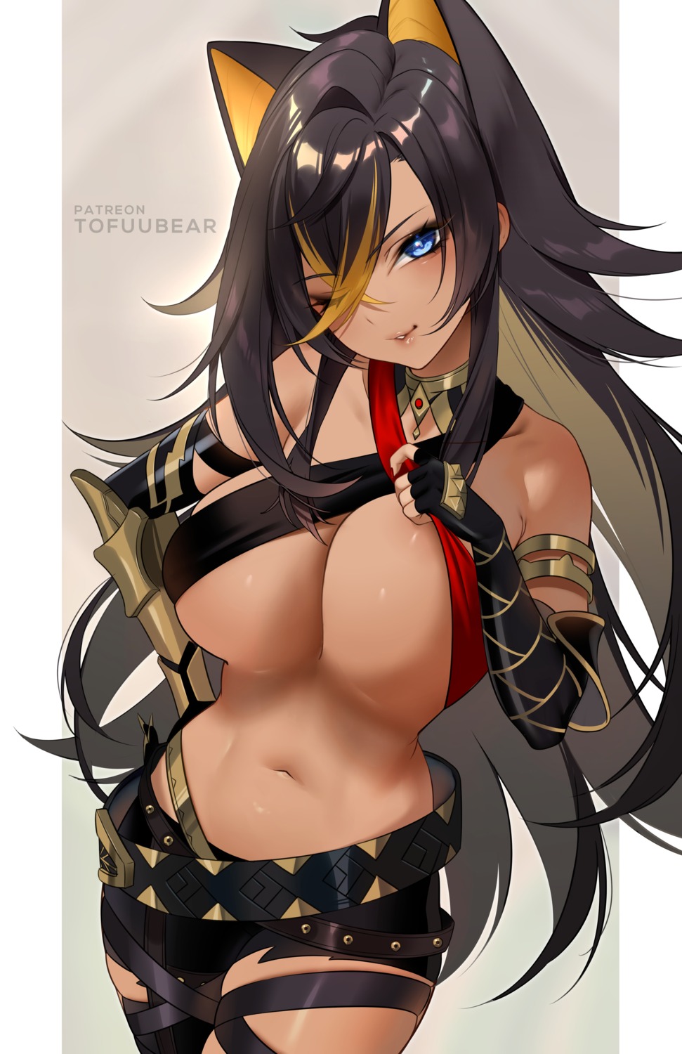 armor dehya genshin_impact no_bra tofuubear undressing