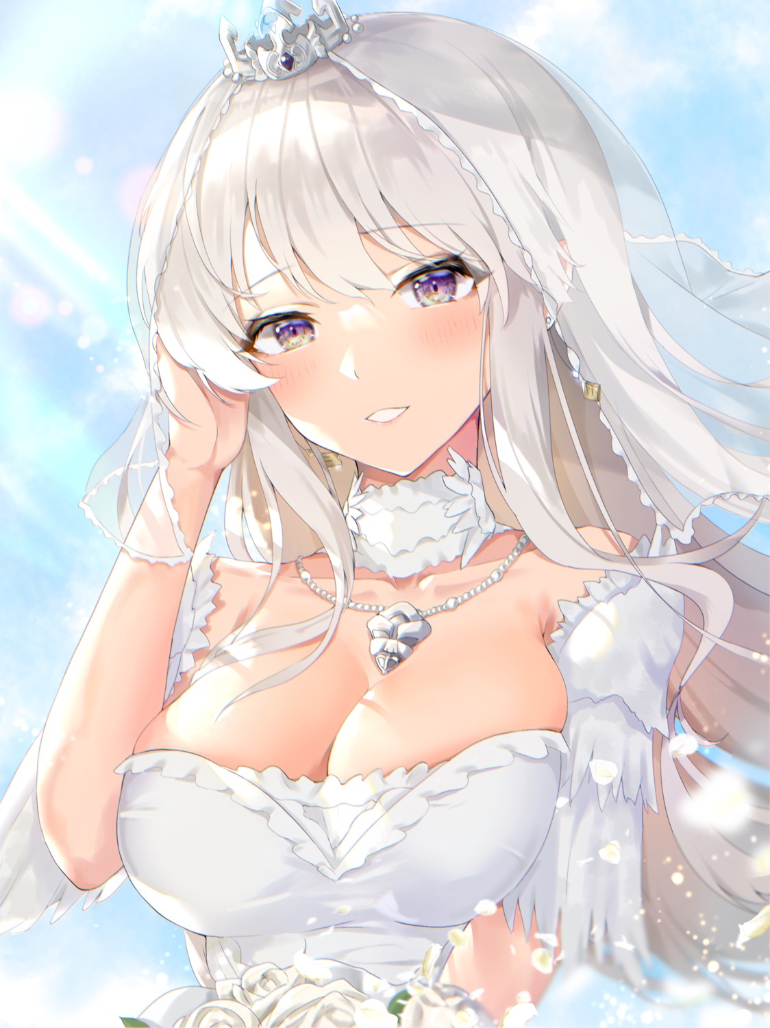 azur_lane dress enterprise_(azur_lane) futon_fly_away no_bra wedding_dress