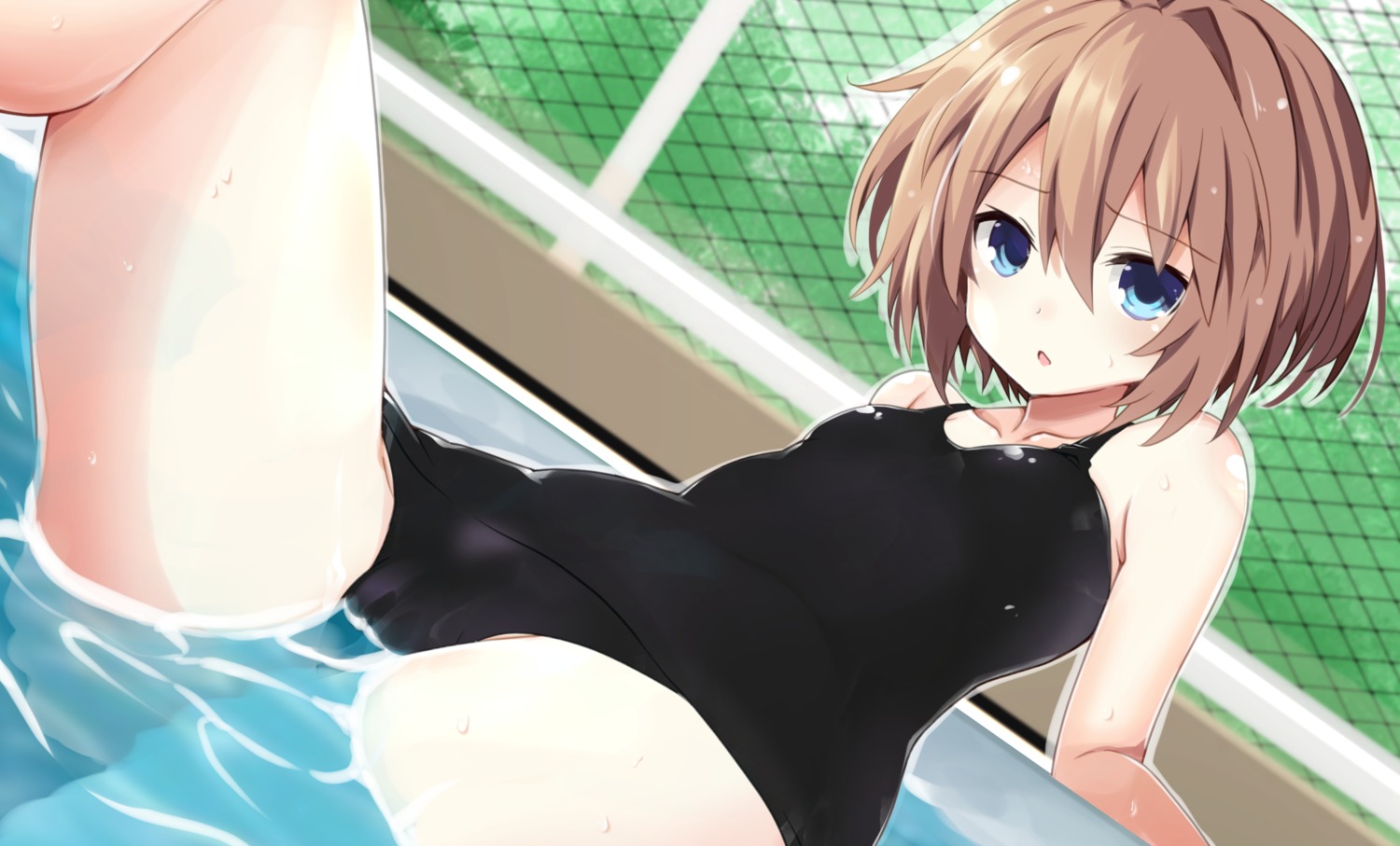 blanc cameltoe choujigen_game_neptune iwasi-r loli school_swimsuit swimsuits wet