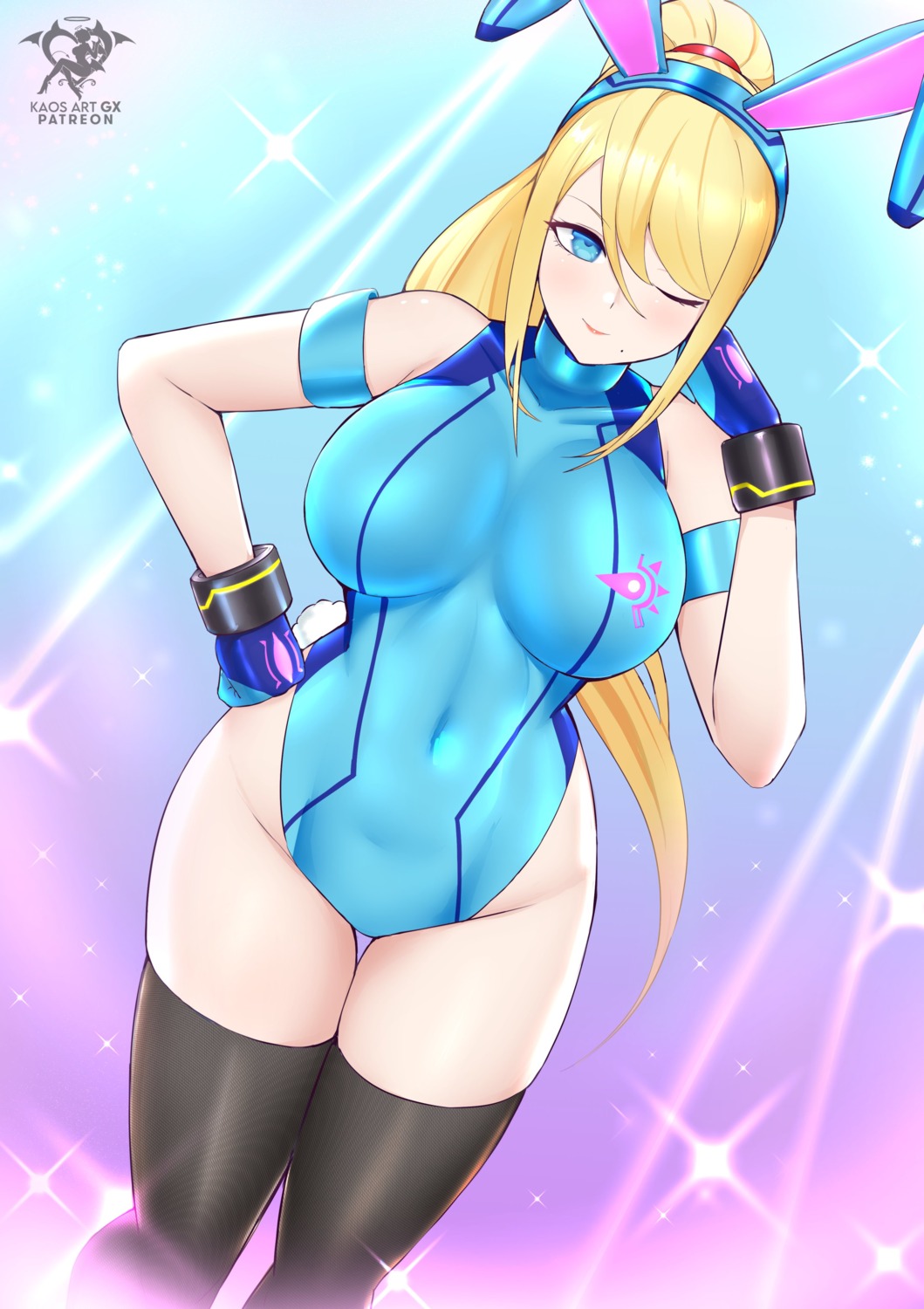 animal_ears bunny_ears bunny_girl kaos_art metroid samus_aran thighhighs