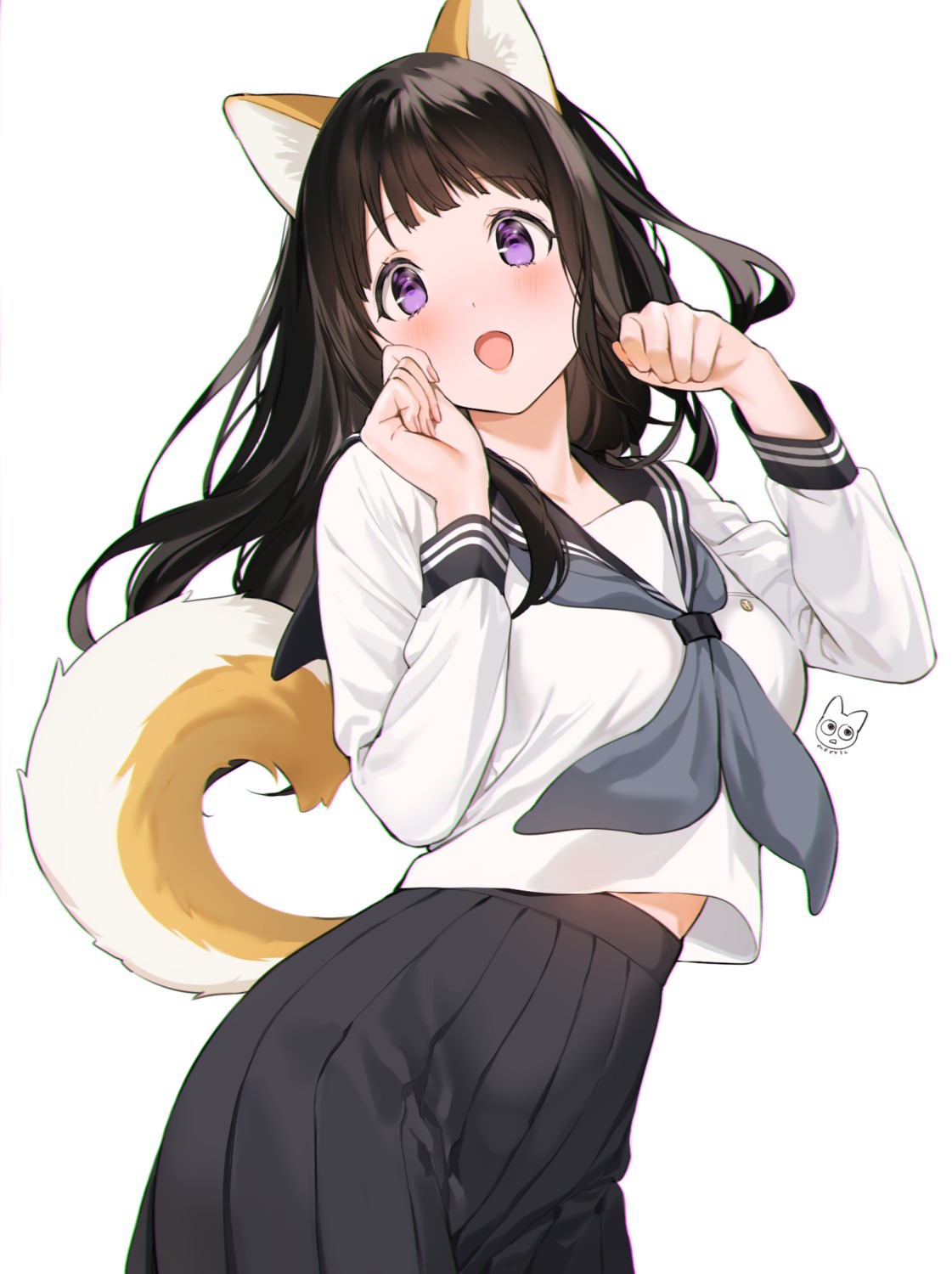 animal_ears chitanda_eru hyouka inumimi mery_(yangmalgage) seifuku tail