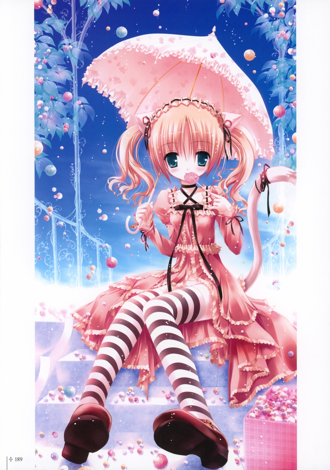 animal_ears bell lolita_fashion nekomimi pantsu thighhighs tinkle