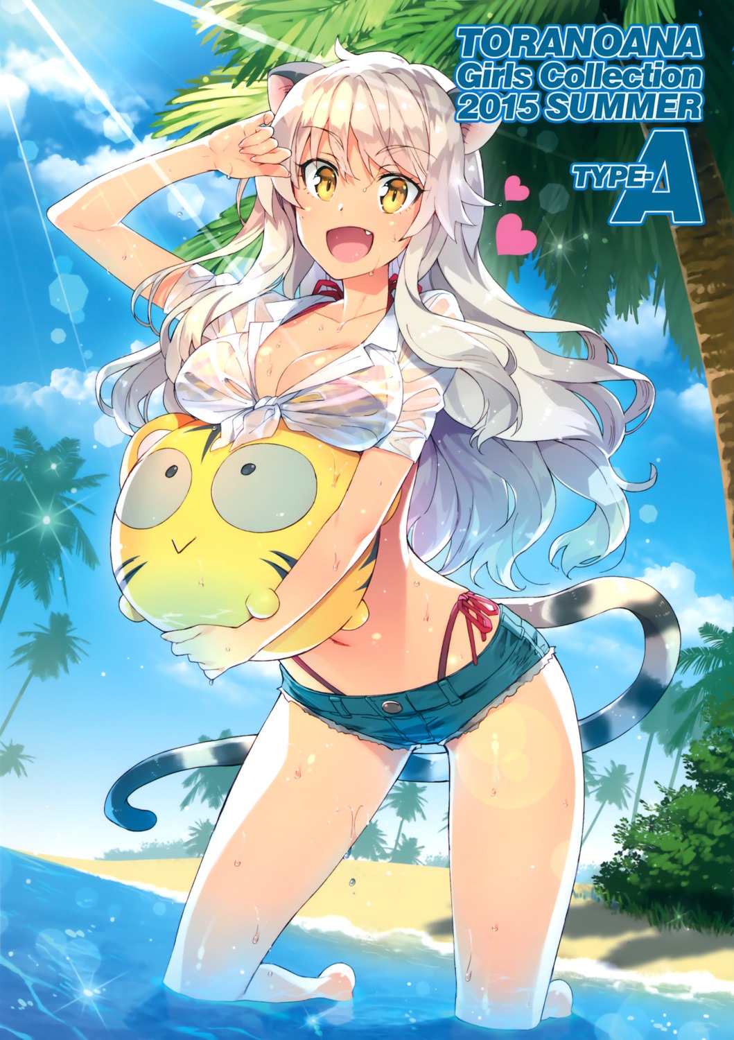 animal_ears bikini cleavage dress_shirt redrop see_through swimsuits tail toranoana wet wet_clothes