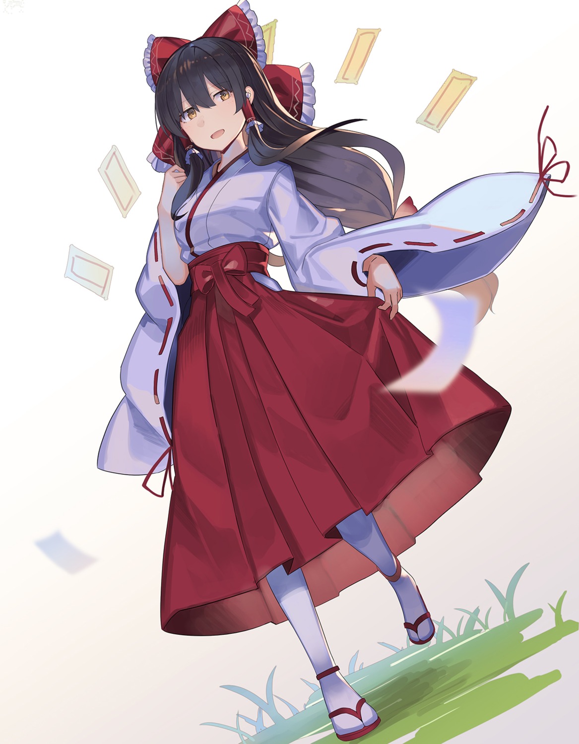 hakurei_reimu miko rin_falcon skirt_lift touhou