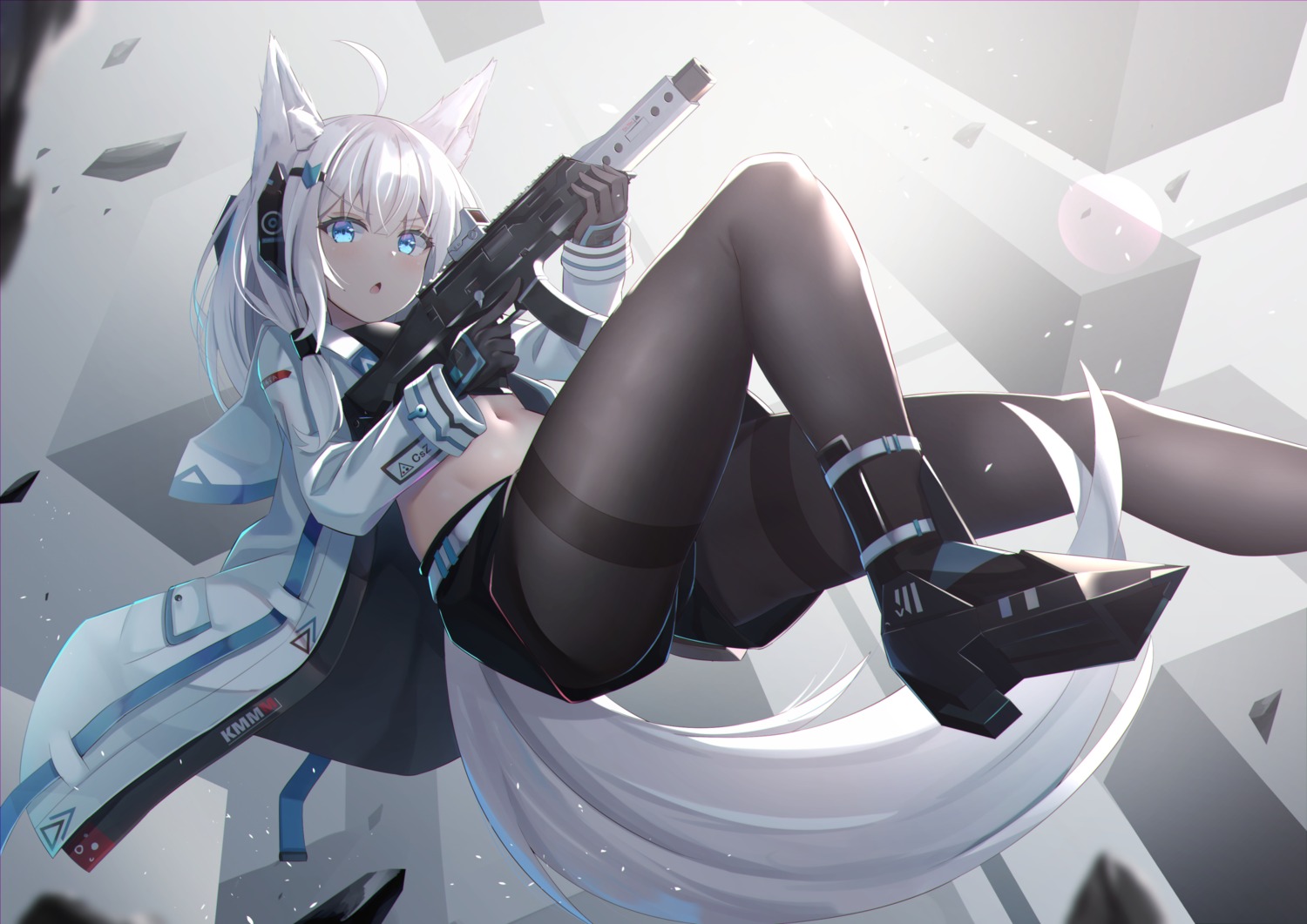 animal_ears gun heels hololive hololive_gamers kitsune mirufuaa pantyhose shirakami_fubuki tail