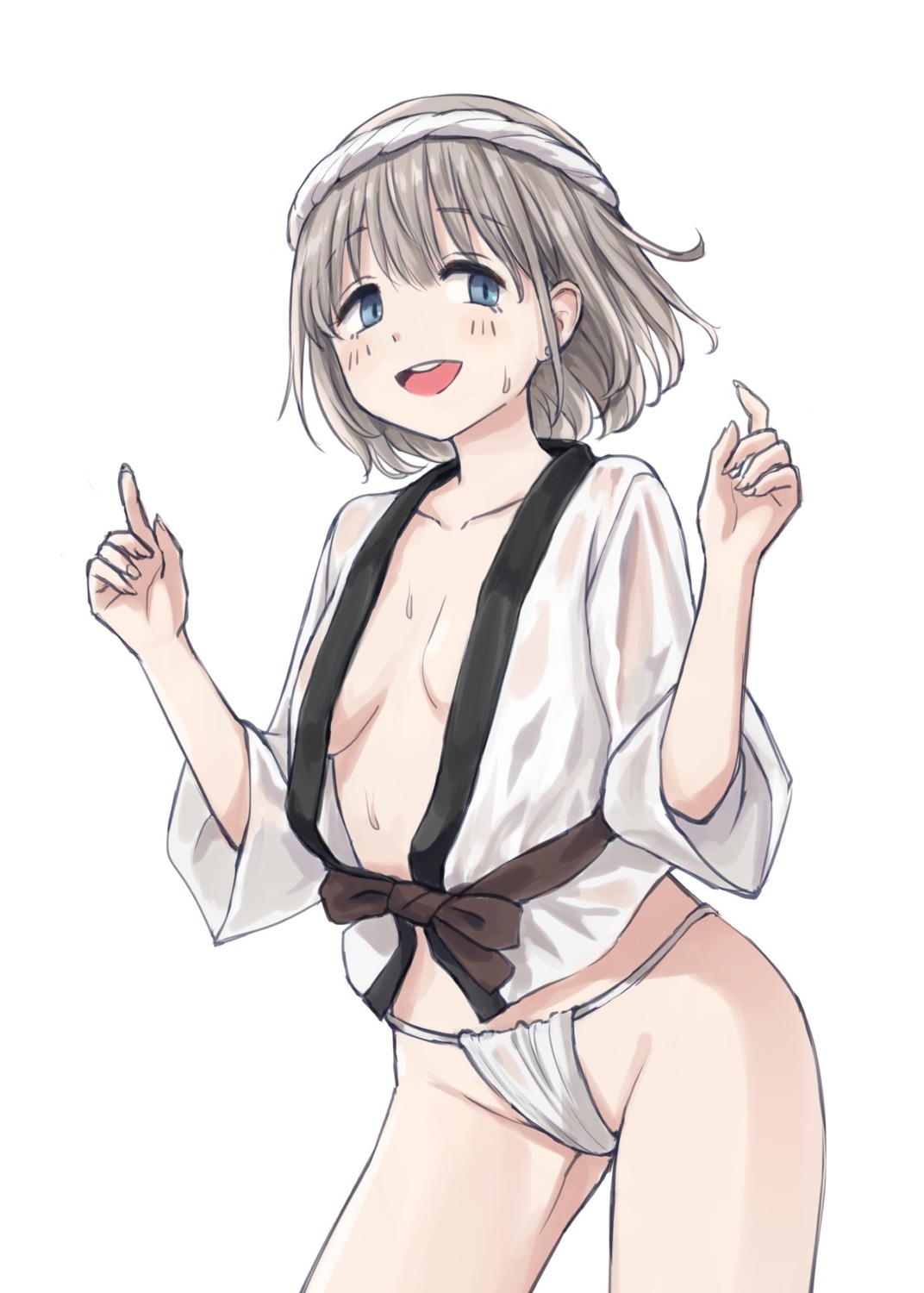 bbb3y1 fundoshi japanese_clothes no_bra open_shirt see_through serizawa_asahi the_idolm@ster the_idolm@ster_shiny_colors wet_clothes