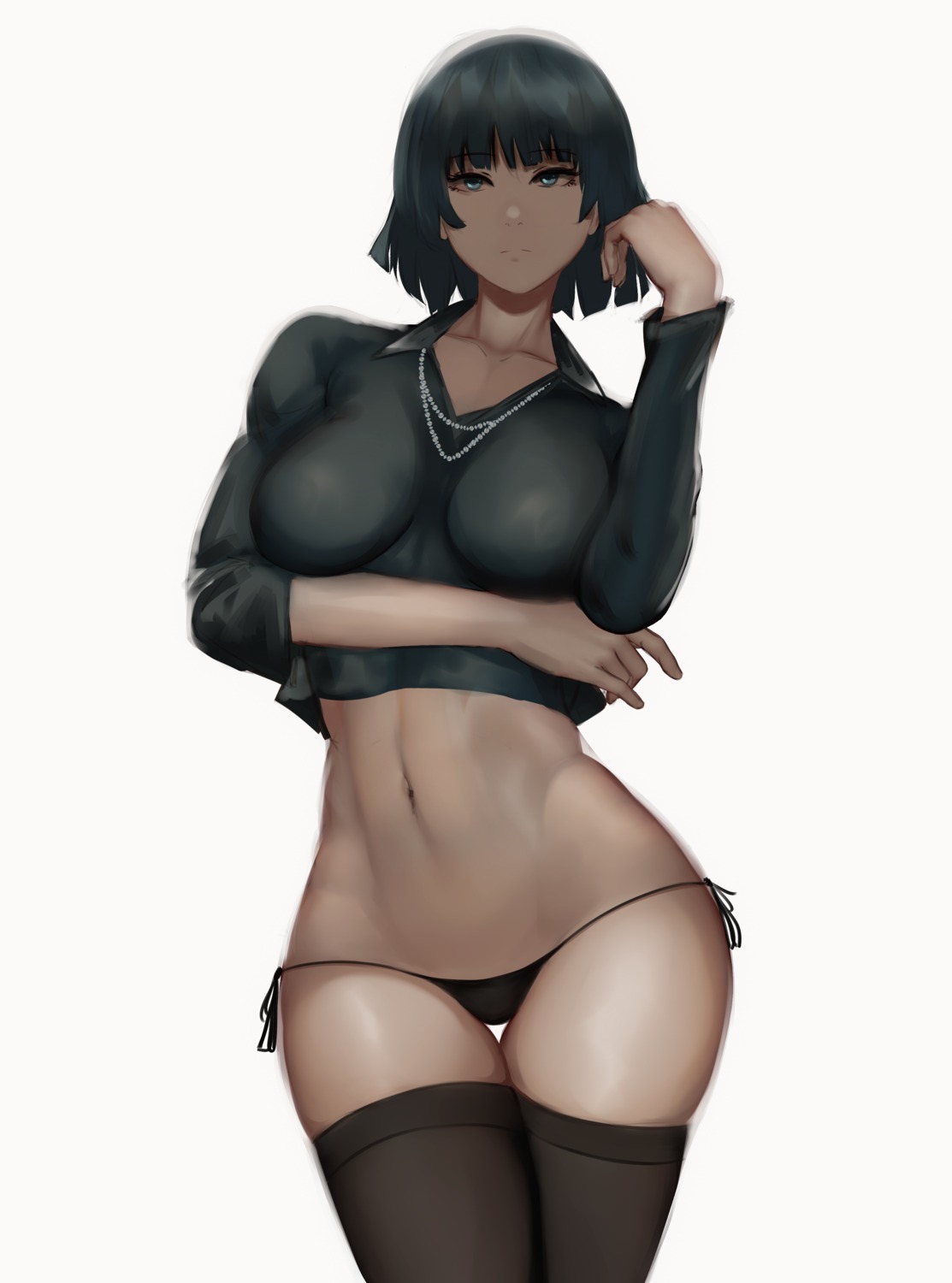 fubuki_(one_punch_man) one_punch_man pantsu string_panties thighhighs zaki_(zaki_btw)