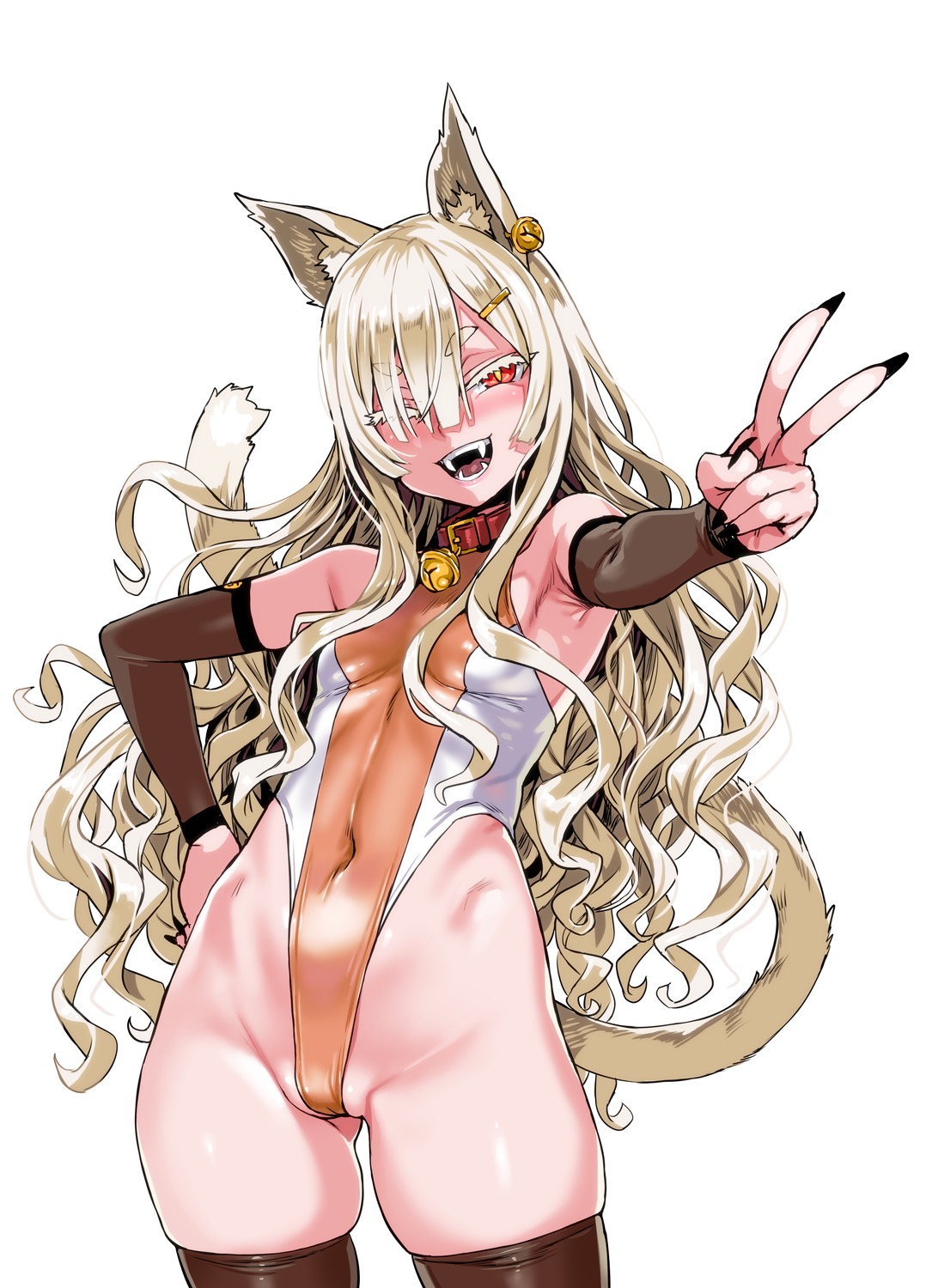 animal_ears asanagi nekomimi swimsuits tail thighhighs