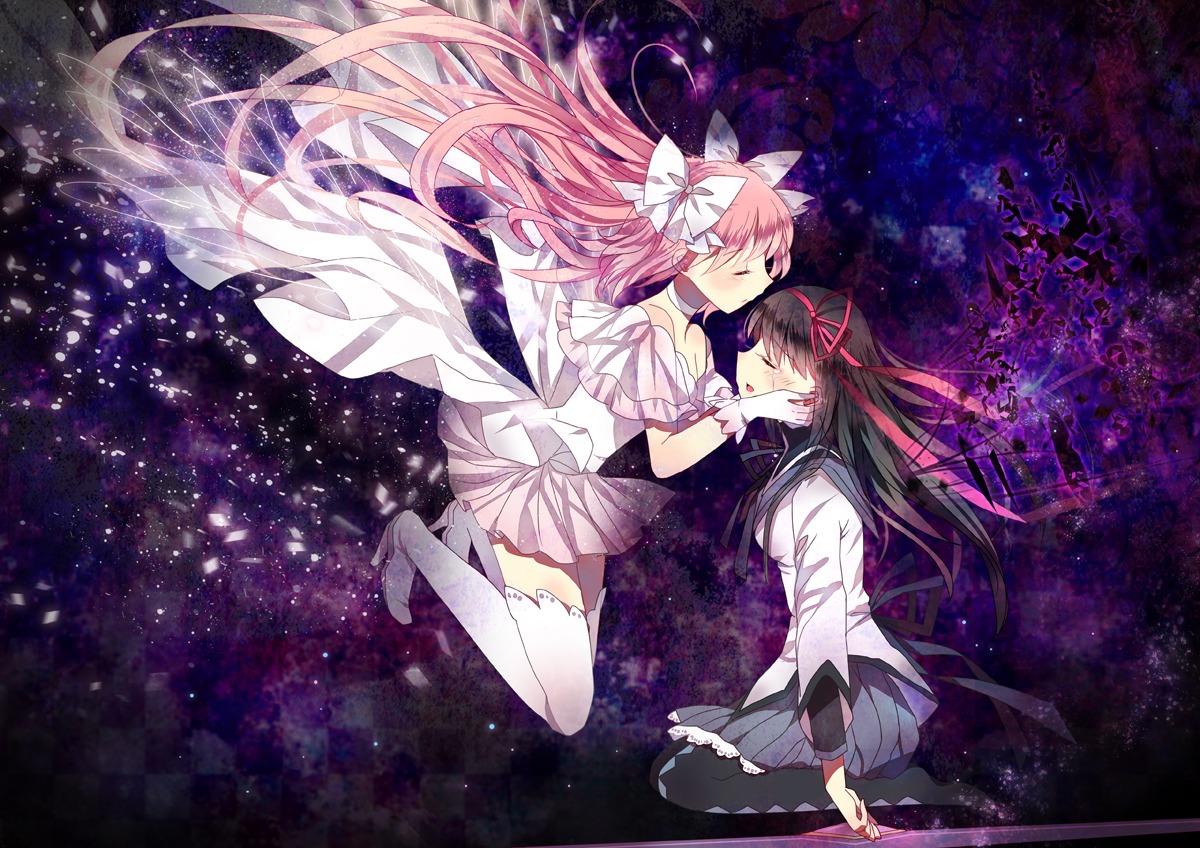 akemi_homura domotolain kaname_madoka pantyhose puella_magi_madoka_magica thighhighs