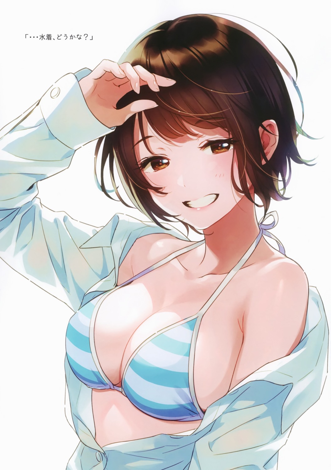 bikini_top canvas dress_shirt morikura_en open_shirt swimsuits