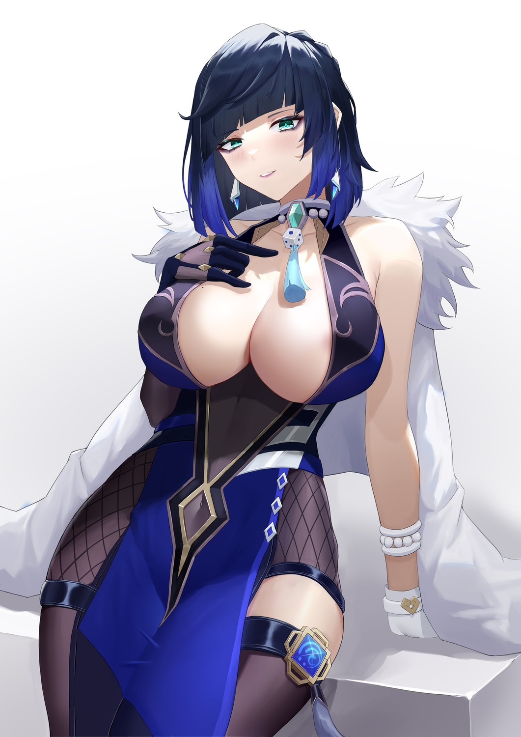 areola dress garter genshin_impact no_bra see_through xiiinaam_98 yelan