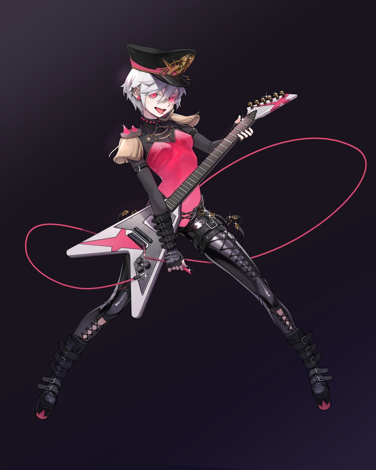 bodysuit erect_nipples fei_mao garter guitar uniform