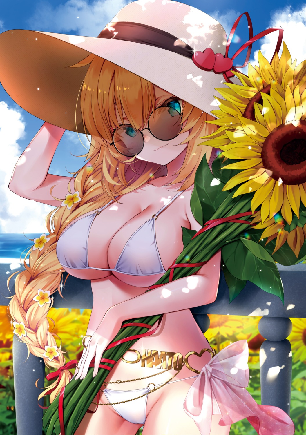 akai_haato bikini hololive makinan megane swimsuits