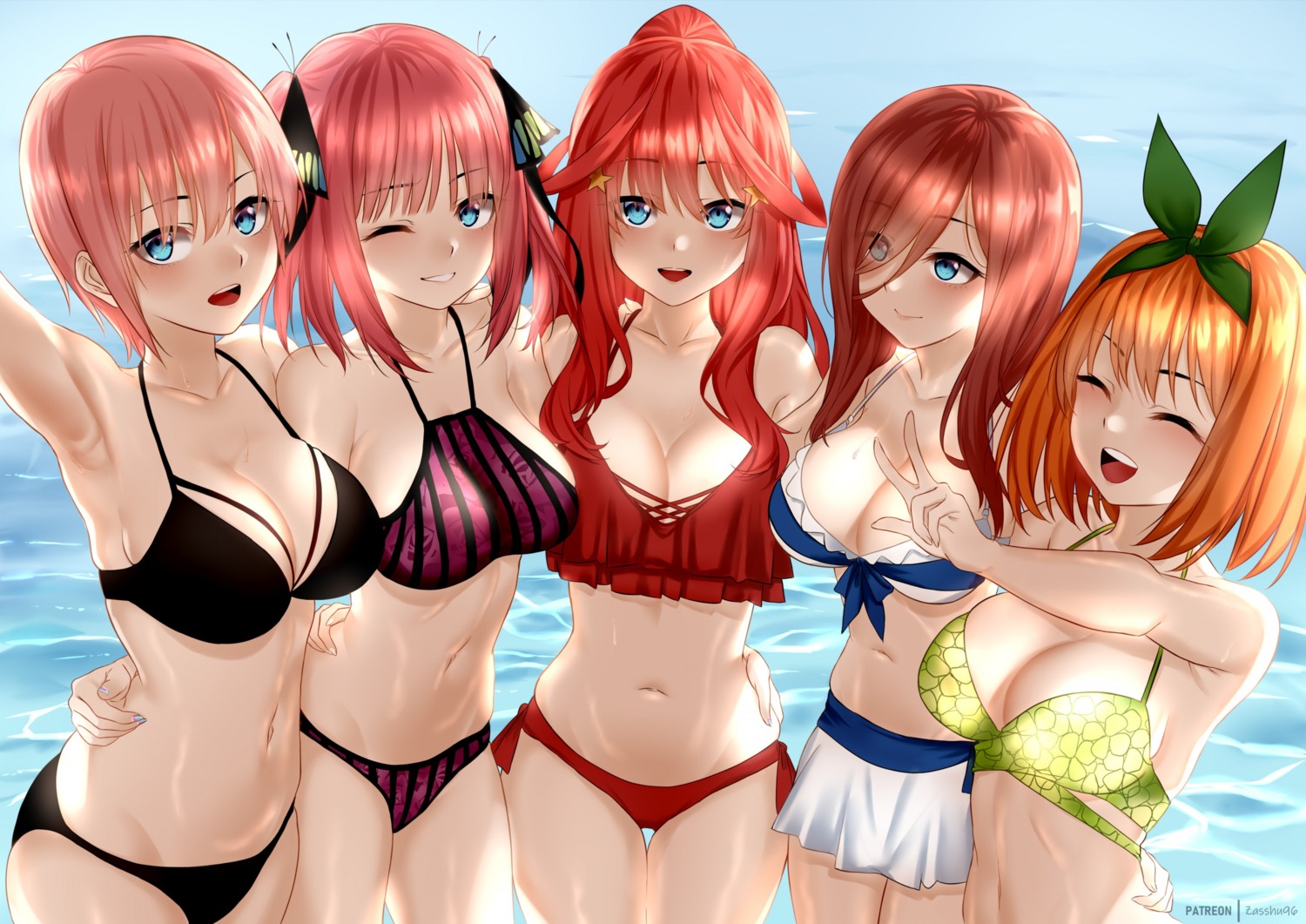 5-toubun_no_hanayome bikini cleavage nakano_ichika nakano_itsuki nakano_miku nakano_nino nakano_yotsuba swimsuits zasshu