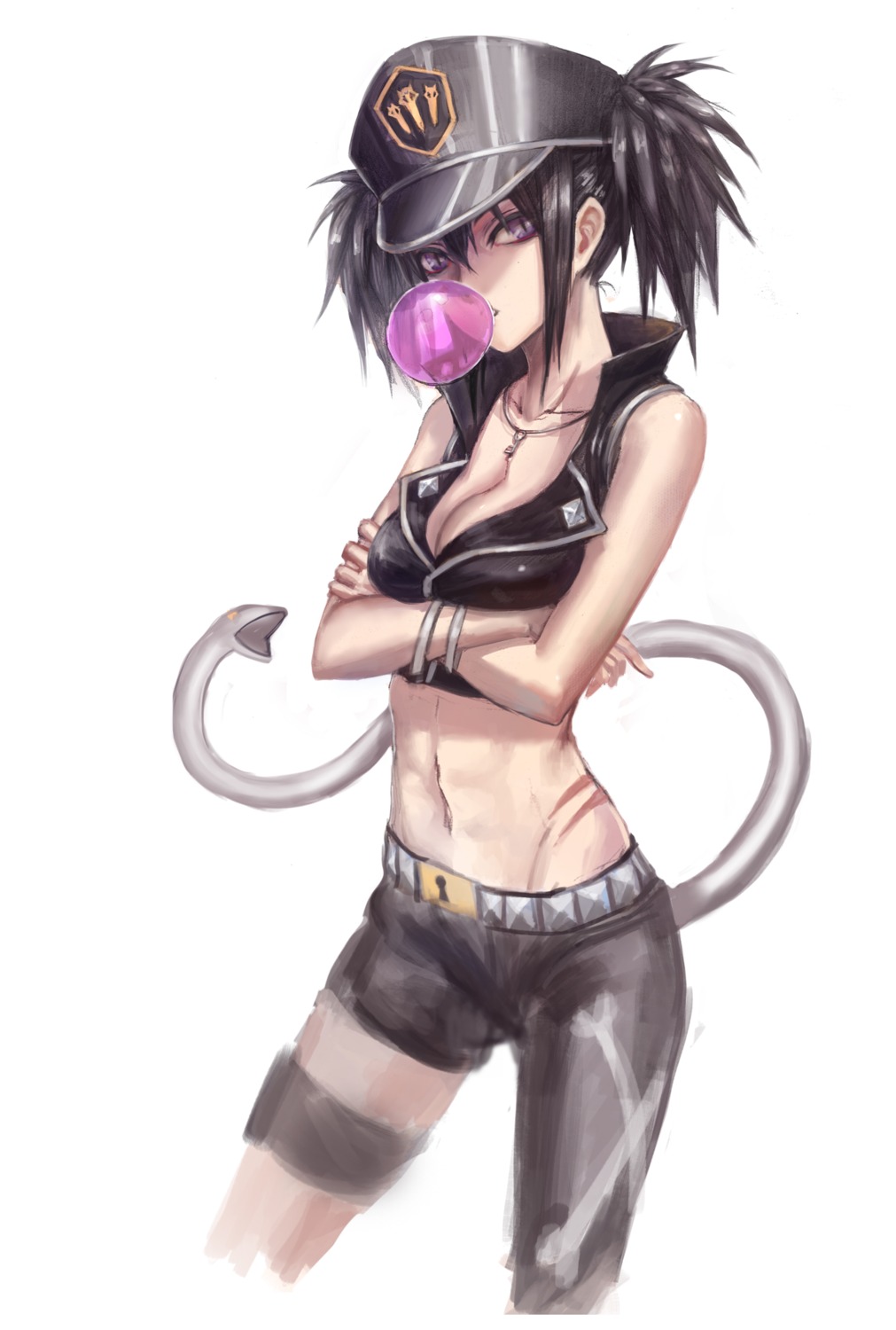 beros blood_lad breast_hold cleavage infukun tail