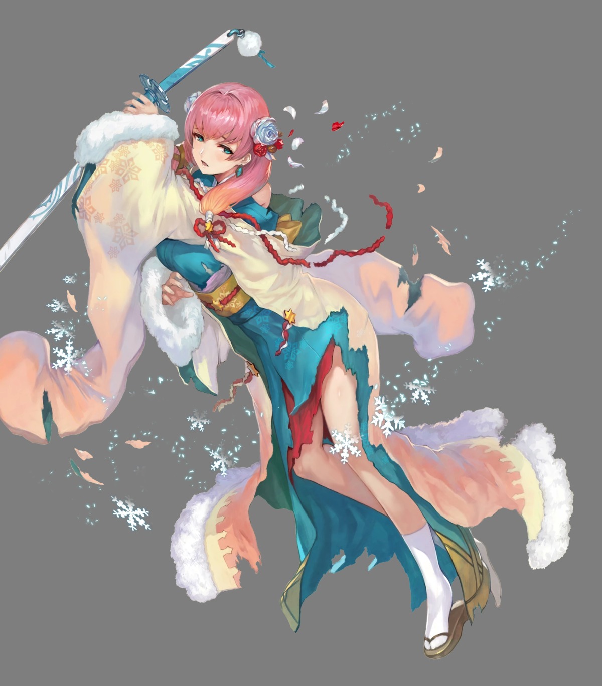 fire_emblem fire_emblem_heroes gunnthra_(fire_emblem) kimono nintendo sword torn_clothes transparent_png yoshiku