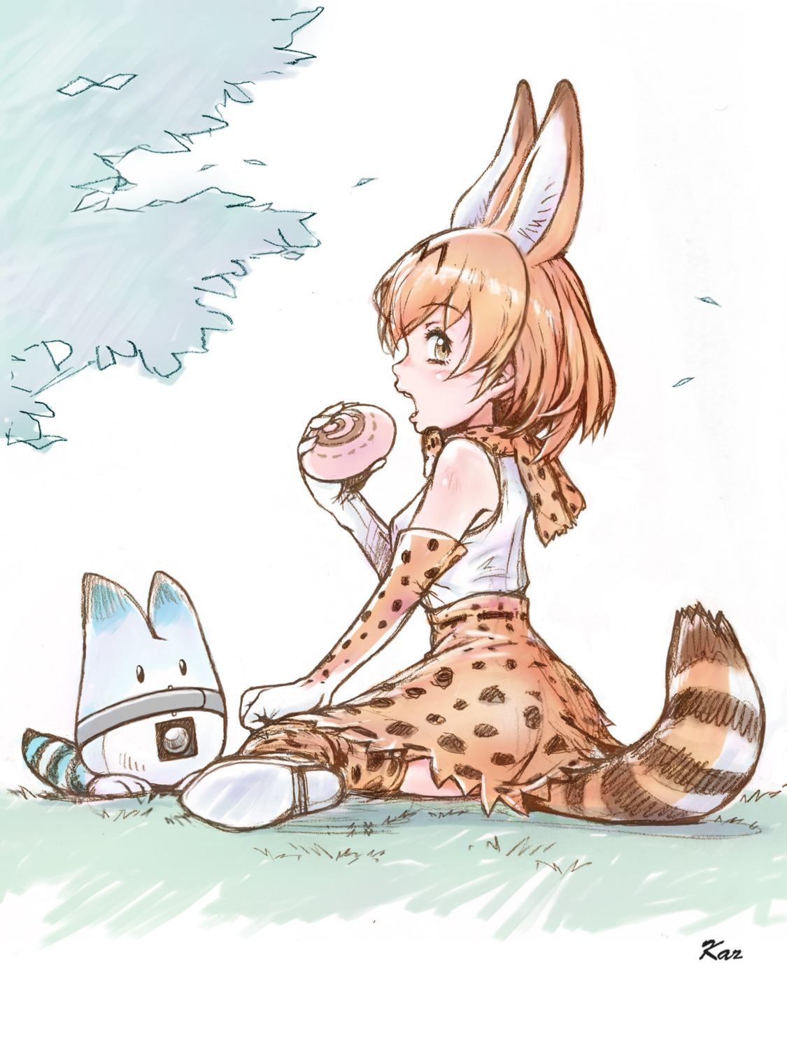 animal_ears kemono_friends lucky_beast serval tail thighhighs yoshikawa_kazunori