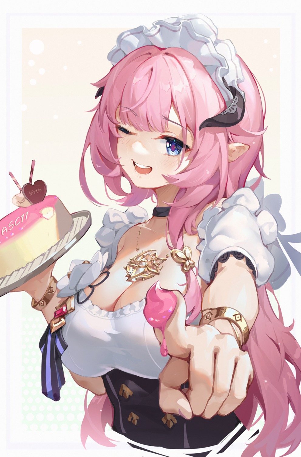 asc11 benghuai_xueyuan cream elysia_(honkai_impact) honkai_impact horns maid pointy_ears