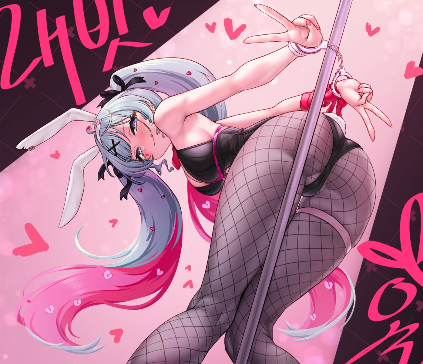 animal_ears ass bondage bunny_ears bunny_girl cleavage fishnets garter greenteamousou hatsune_miku pantyhose rabbit_hole_(vocaloid) tattoo vocaloid