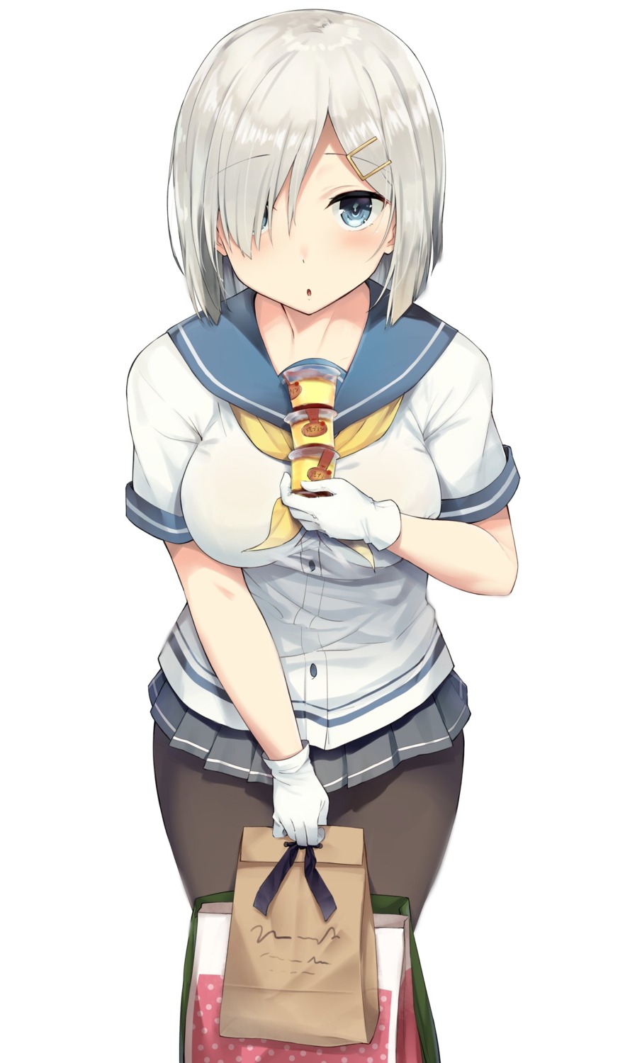 breast_hold hamakaze_(kancolle) kantai_collection pantyhose seifuku tagme