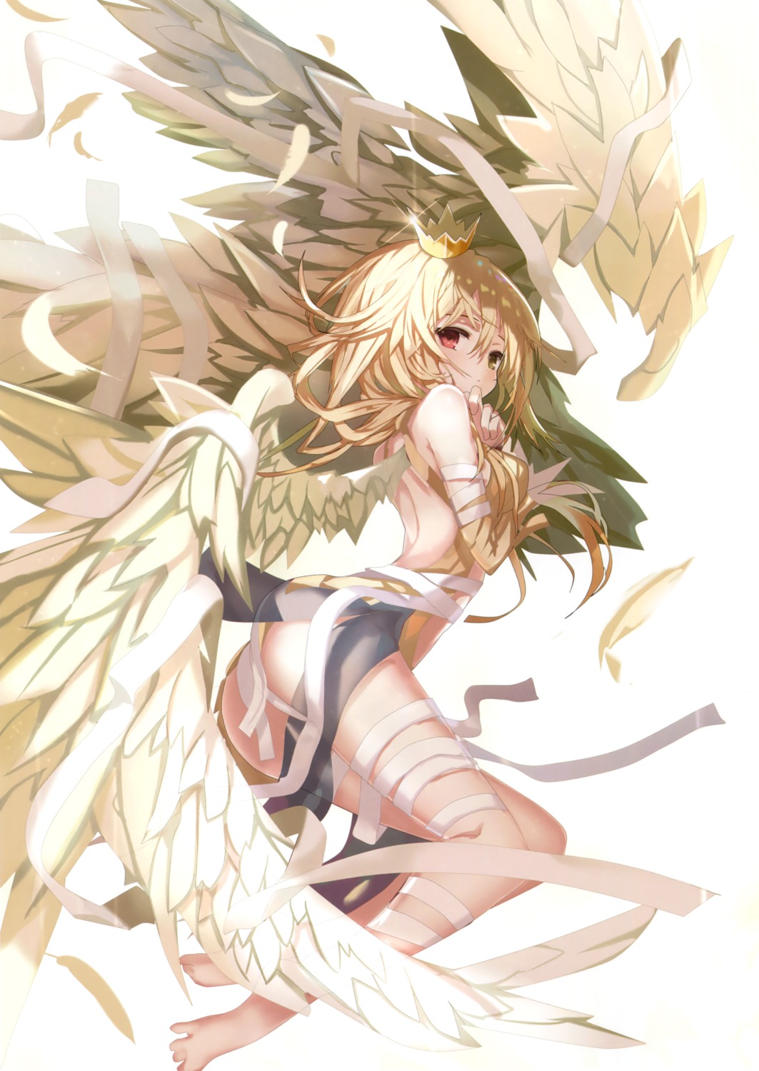 ass bandages heterochromia no_bra pantsu shino_(eefy) wings
