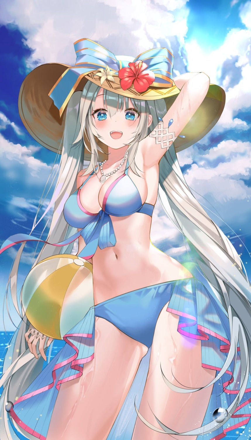 artist_revision bikini buri_(retty9349) cleavage fate/grand_order marie_antoinette_(fate/grand_order) swimsuits wet