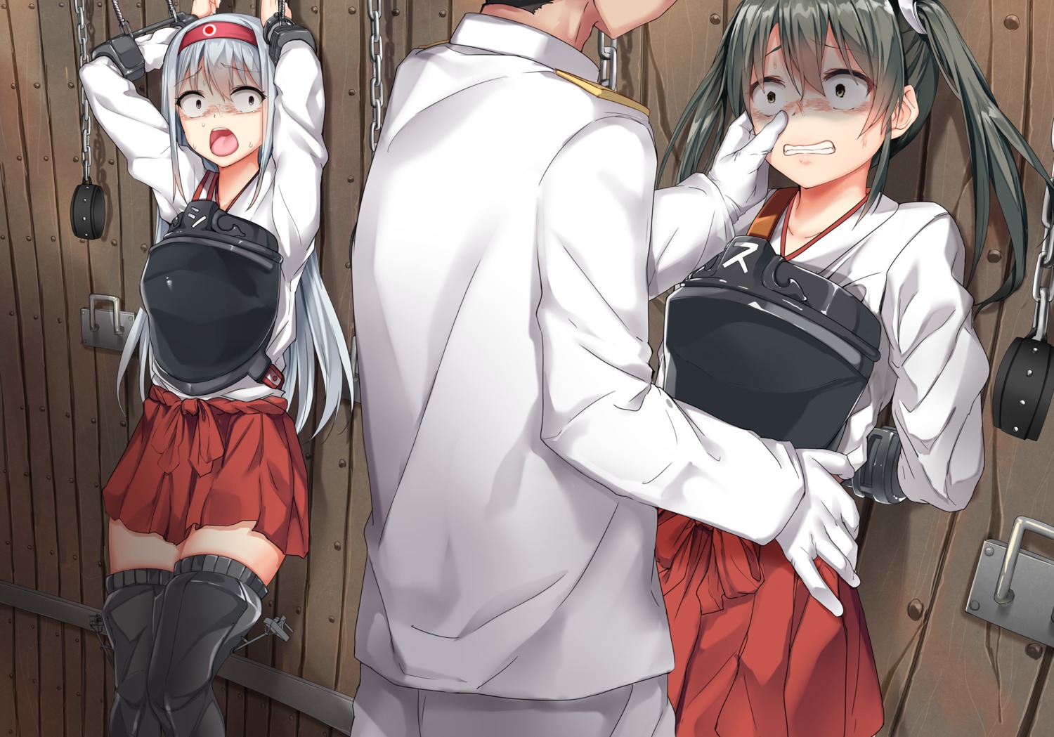 admiral_(kancolle) bondage jack_dempa kantai_collection shoukaku_(kancolle) thighhighs uniform zuikaku_(kancolle)