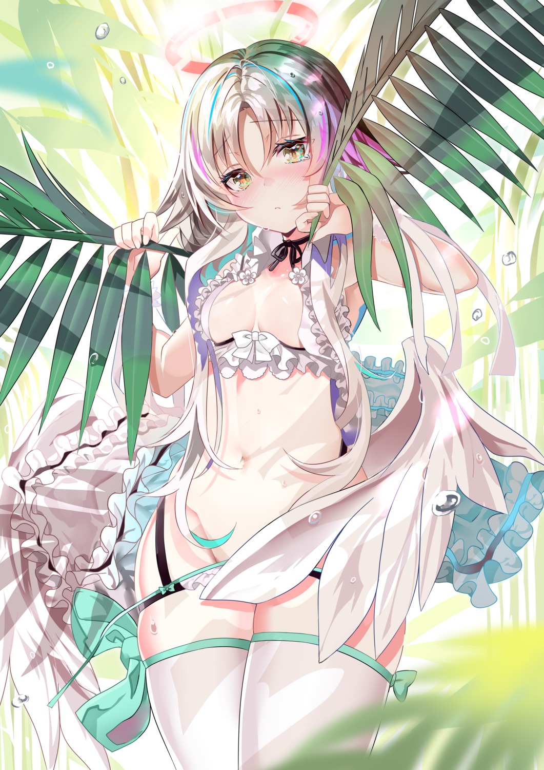 angel bottomless lingerie no_bra sho_(runatic_moon) thighhighs wings