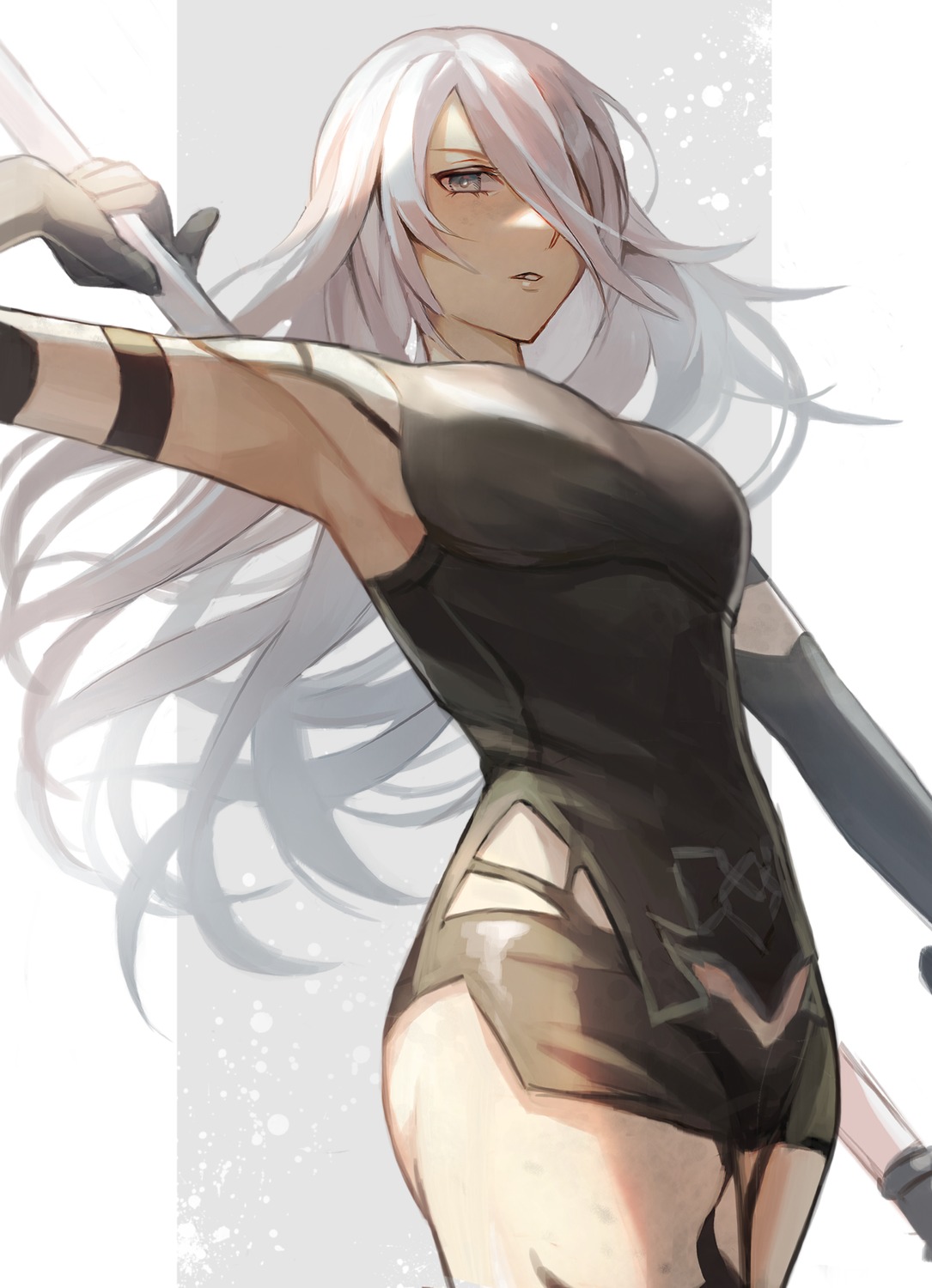 mecha_musume moguta_(moguta9) nier nier_automata sketch weapon