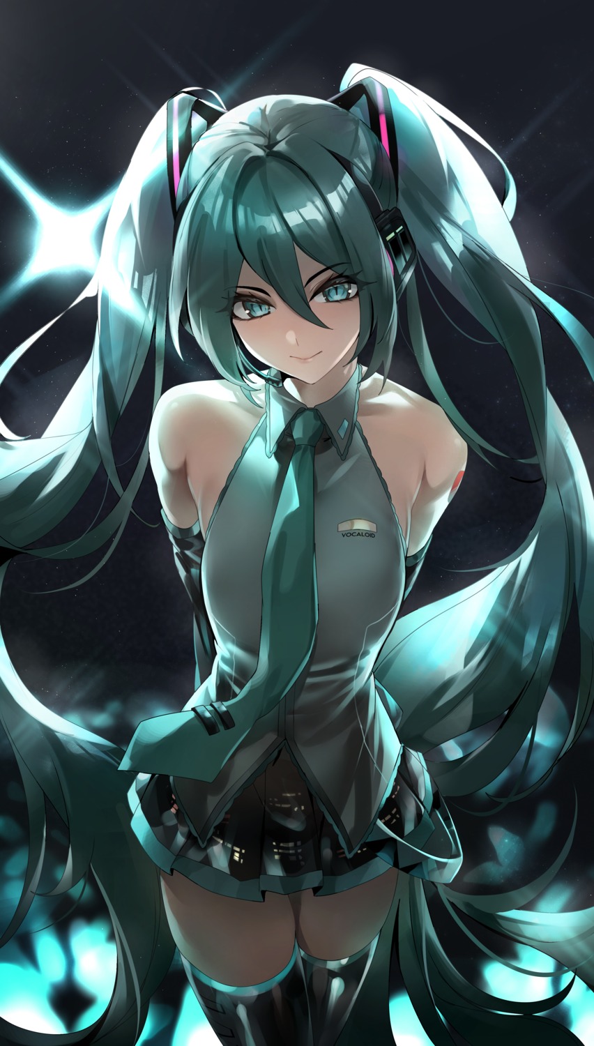 hatsune_miku headphones kanniiepan tattoo thighhighs vocaloid